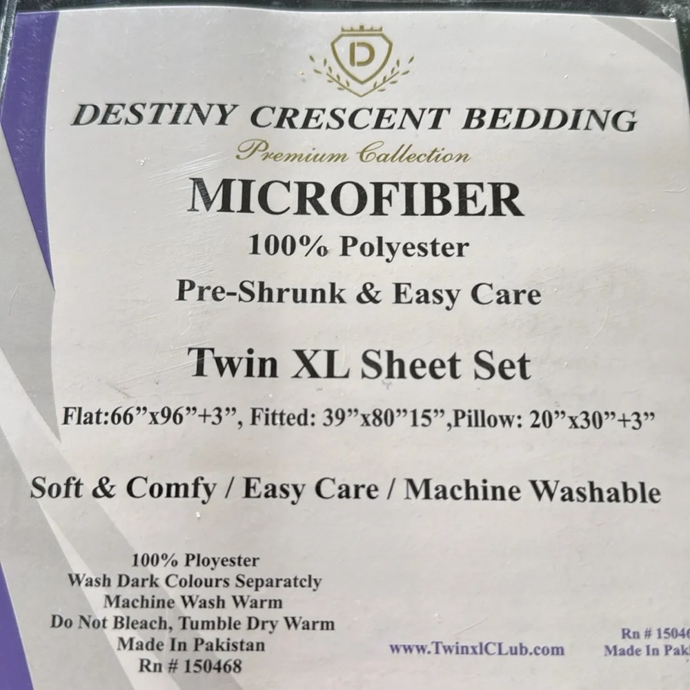 Black Microfiber Twin XL Dorm Sheet Set College Bedding Destiny Crescent NWT